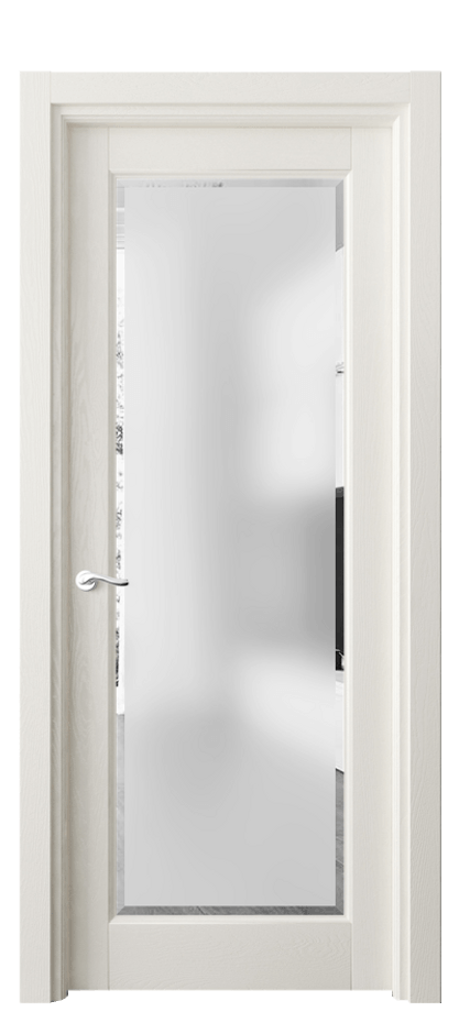 Межкомнатная дверь Лигнум 0700 Дуб жемчуг Сатинированное стекло с фацетом Цена 144540 ₽ | Volhovec