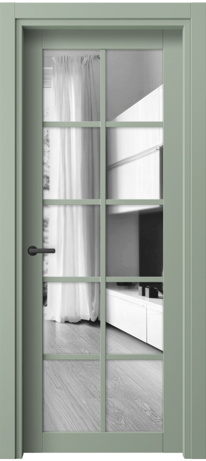 Межкомнатная дверь Нео 2106 ПЭТ светло-оливковый Двустороннее зеркало, триплекс Цена 41580 ₽ | Volhovec