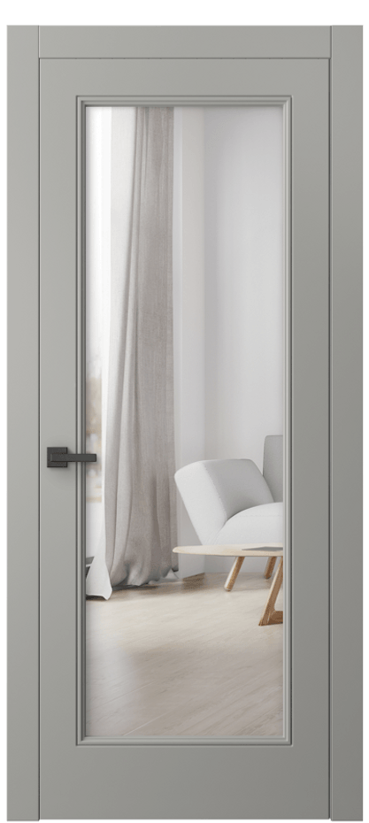 Межкомнатная дверь Линия 8300 Матовый нейтральный серый Двустороннее зеркало, триплекс Цена 84370 ₽ | Volhovec
