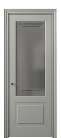 Дверь межкомнатная 8452 МНСР Серый сатин с гравировкой. Цвет Матовый нейтральный серый. Материал Гладкая эмаль. Коллекция Маскот. Картинка.