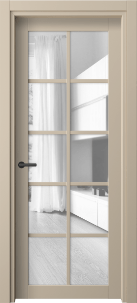 Дверь межкомнатная 2106 ПЭСБ Прозрачное стекло. Цвет ПЭТ светло-бежевый. Материал ПЭТ. Коллекция Нео. Картинка.